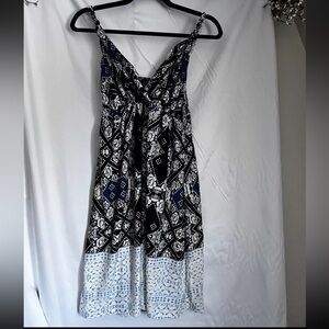 Reborn Collection Large Brocade Surplus Neckline Blue Contrast Dress Braided